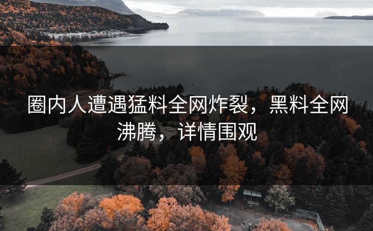 圈内人遭遇猛料全网炸裂，黑料全网沸腾，详情围观
