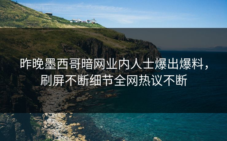 昨晚墨西哥暗网业内人士爆出爆料，刷屏不断细节全网热议不断