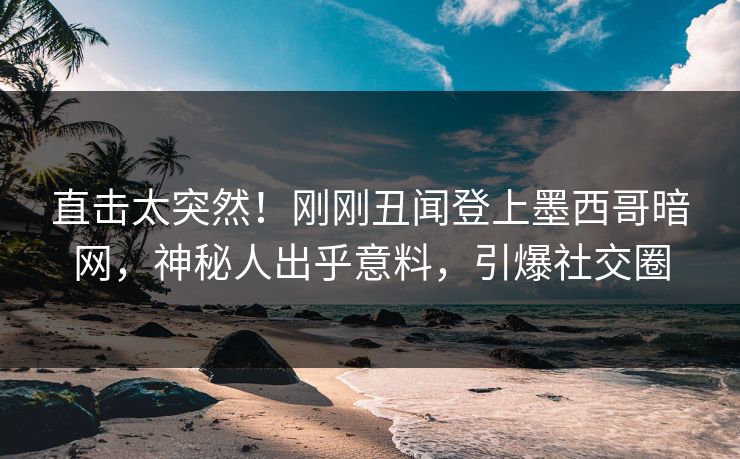 直击太突然！刚刚丑闻登上墨西哥暗网，神秘人出乎意料，引爆社交圈