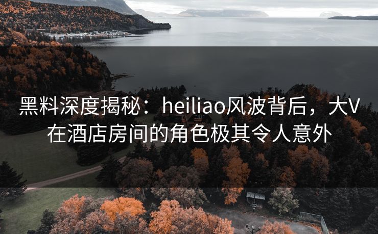黑料深度揭秘：heiliao风波背后，大V在酒店房间的角色极其令人意外