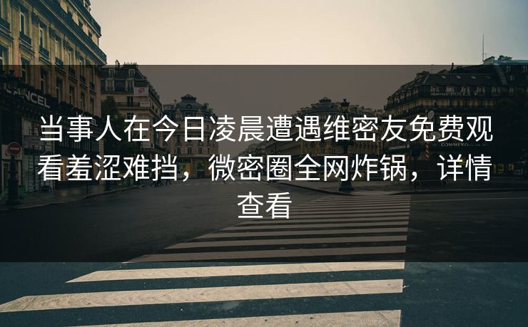 当事人在今日凌晨遭遇维密友免费观看羞涩难挡，微密圈全网炸锅，详情查看